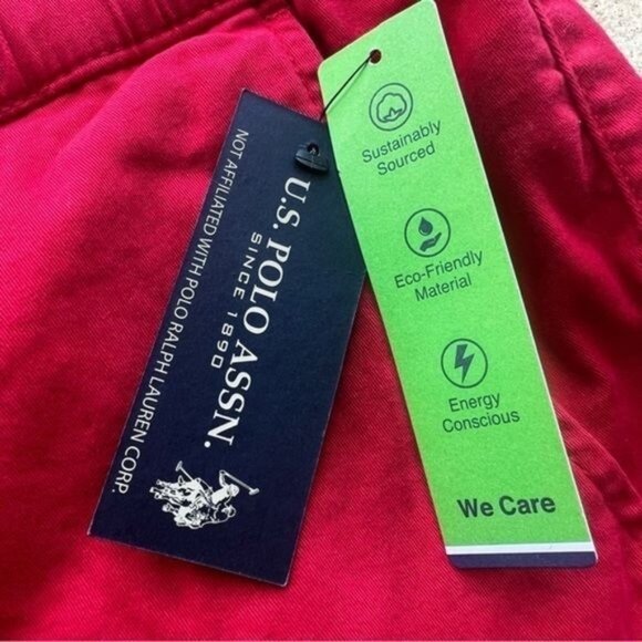 Mens US Polo Assn. Red Shorts Elastic Waist Drawstring 98% Cotton/2% Spandex 2XL - Picture 5 of 10